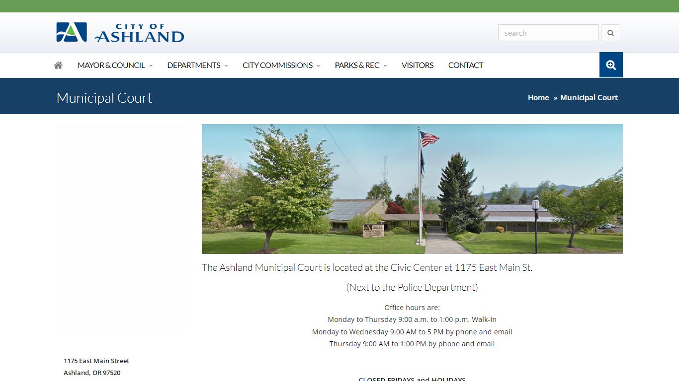 City of Ashland, Oregon - Municipal Court Homepage