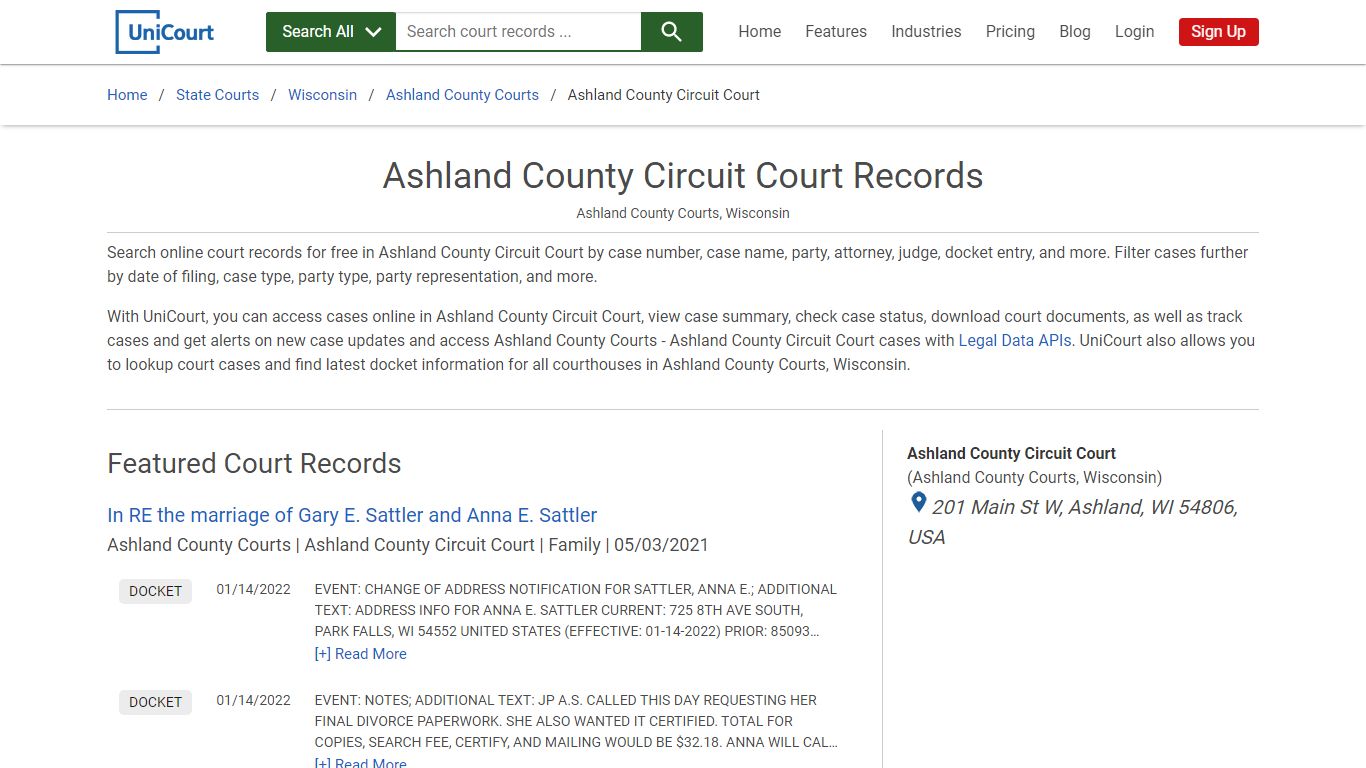 Ashland County Circuit Court Records | Ashland | UniCourt